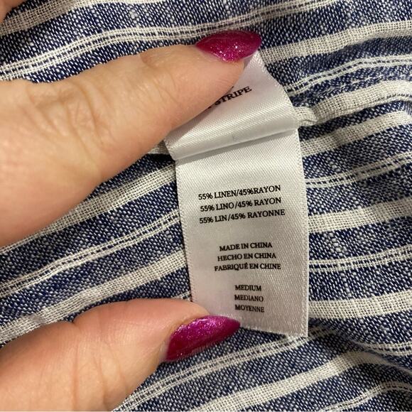 Rails Jasmine "Tibet Stripe" Light Weight Linen Blend Long Sleeve Dress - Picture 5 of 10